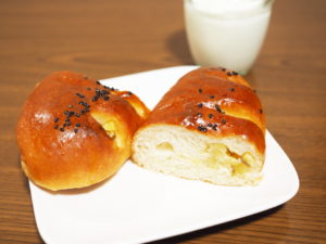 ベーカリー＆カフェ・ガウディのいもパンは鹿児島産の「やごろう金時」を使用
